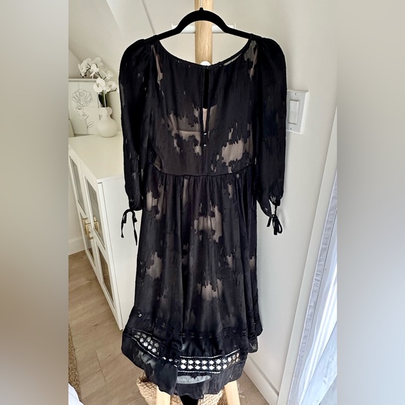 NWOT Maeve (Anthropologie) Black Lace Appliqué Dress (Size 0) - Picture 2 of 14
